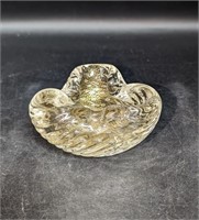 Art Glass Dish "Ashtray" Gold and Bubbles