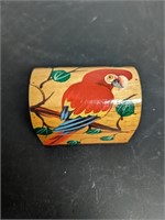 Small Parrot Themed Wood Box Removable Lid