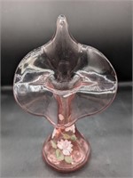 Vintage Fenton Pink Vase Signed S. Bryan