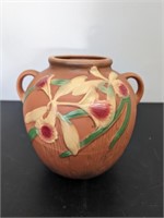 Roseville Pottery Double Handle Vase Brown