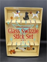 Glass Swizzle Stick Set Boston Warehouse NIB