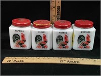 4- ART DECO McKEE MILK GLASS SHAKERS