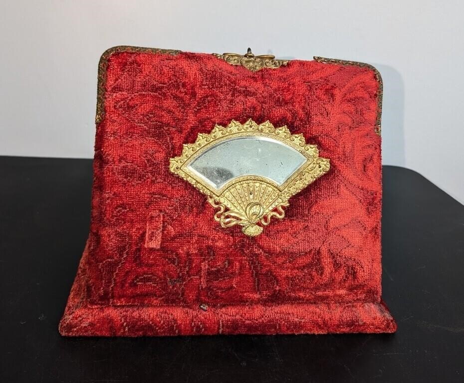 Vintage Victorian Photo Album Red Velvet w/ Handle