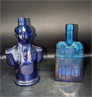 2 Pc. Vintage Cobalt Blue Bottle