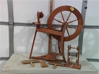 WOOD SPINNING WHEEL 22" WHEEL W/ EXTRAS