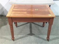 PINE WOOD TABLE ON CASTERS 28" x 37" x 26"