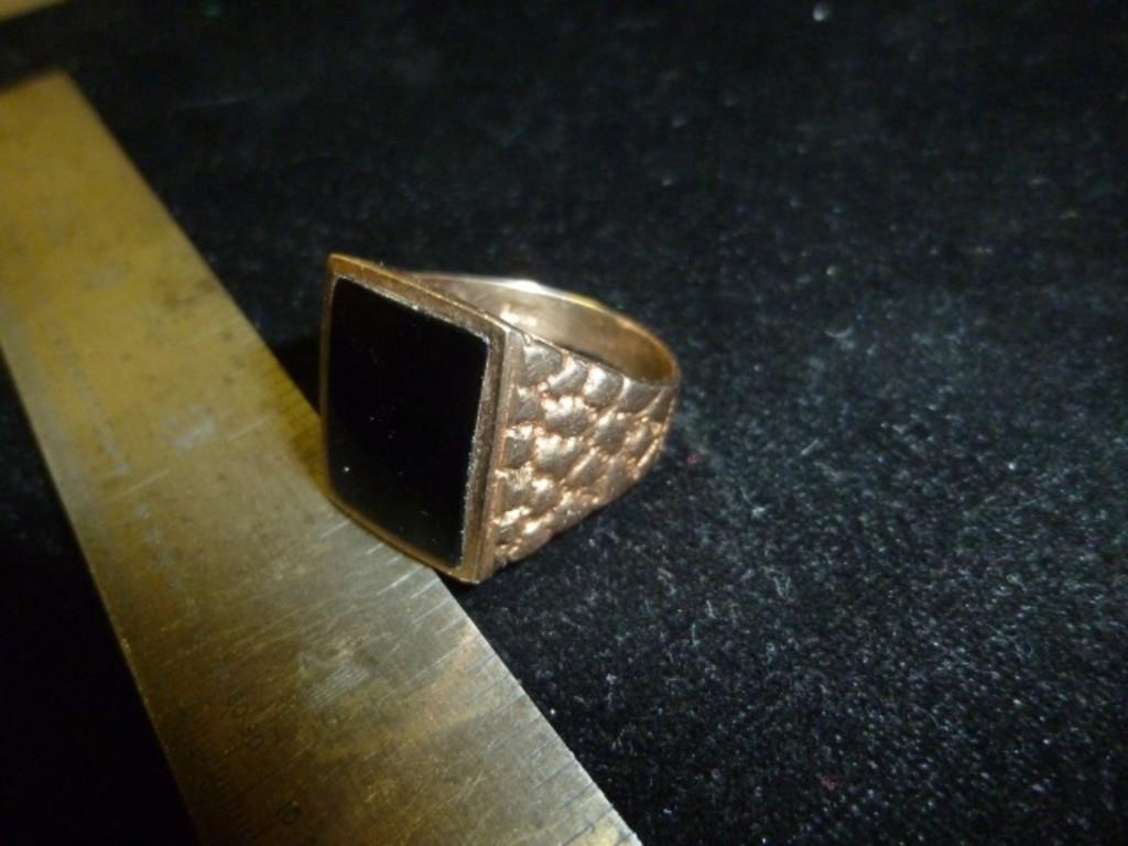 10k Gold & Black Onyx Vintage Men's Nugget Ring