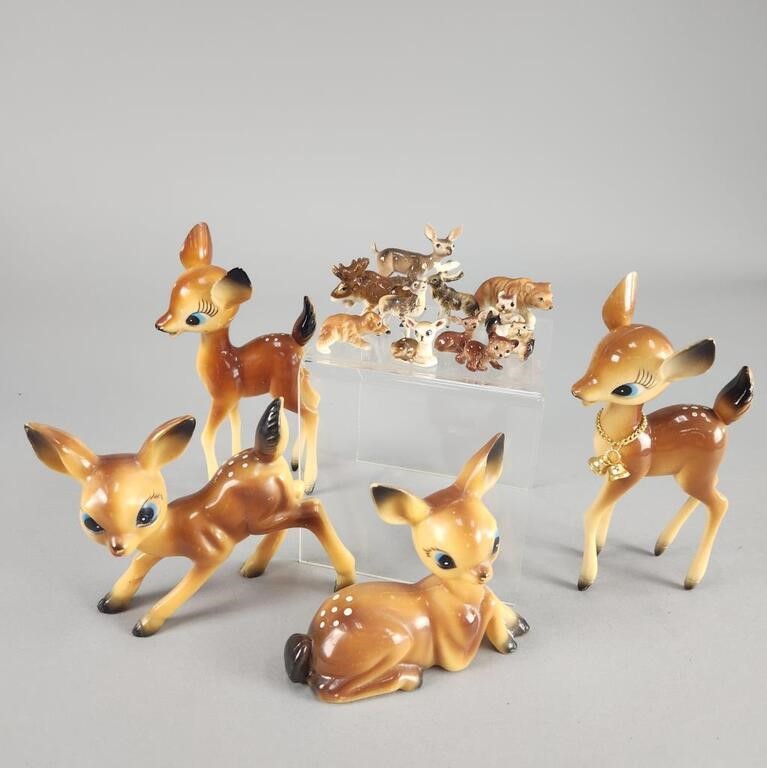 1950's Plastic Deer / Miniature Porcelain Animals