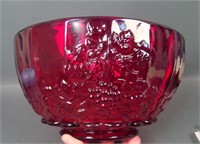 LG Wright Ruby Red Paneled Grape Bowl/ Punch Bowl