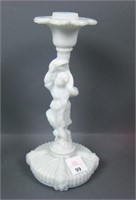 Signed Portiuex Opaline Figural Candle Stick