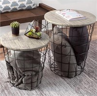 Lavish Home Nesting End Tables with Storage, Gray