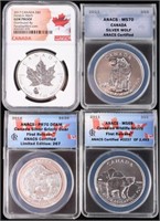 1.0OZ SILVER CANADIAN GRADED COINS - LOT OF 4