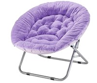 Oversized Faux Fur Saucer Chair, Purple/Silver