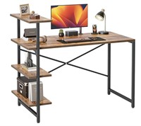 Small Computer Desk with Shelves, Rustic Brown