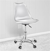 Clear Rolling Desk Chair, Clear, Silver