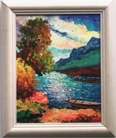 "Autumn Lake”14"x11" Original Painting - Antanenka
