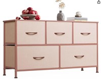 5 Drawer Dresser, Pink and Rose Gold