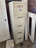 Tall white filing cabinet and wood frame