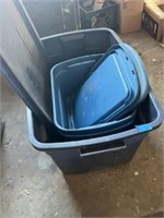 Large plastic tote with lid lot