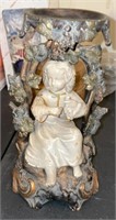 Antique Bisque Porcelain Figural Girl Candle Stand