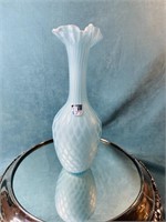 Italian Murano MOP Diamond Quilted Vase