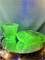 Vintage Uranium Depression Glass Lot (2)
