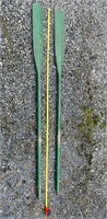 PAIR OF GREEN WOODEN PADDLES (76in)