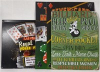 (AA) Poker Chips & Cards Tin Metal Signs