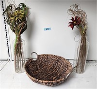 Lg Decorative Woven Basket / Decor