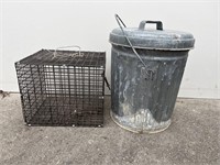 Metal Bin & Wire Cage