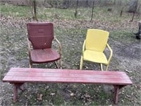 Vintage Metal Chairs & Bench