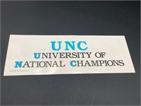 1982 UNC Univ of National Champions Bumper Sticker