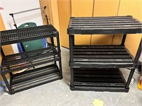 2 Plastic Storage Shelving Units