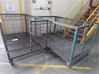 2 Mesh Sided Mobile Storage Trolleys