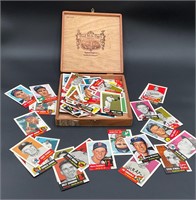 Vintage Cigar Box With Assorted Baseball Cards