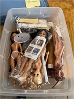 Box Lot of Plastic Dolls and Doll Stands