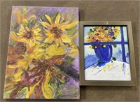 (F) Floral Oil Paintings 12” x 16”  and 9 1/4” x