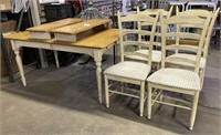 (HA) Cochrane Distressed Farm Table with 4 Chairs