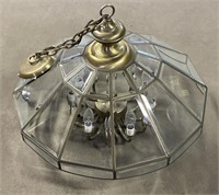 (HA) Glass and Brass Chandelier 14” tall