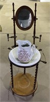 (ZR) Vintage Washstand with Bowl and Pitcher 20”
