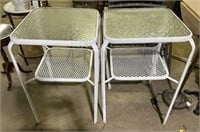 (ZR) 2 Metal and Glass End Tables 22” x 22” x 36