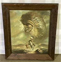 (ZR) G.Bogard Native American Oil Painting on