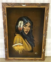 (ZR) Artist Signed Native American Felt Painting