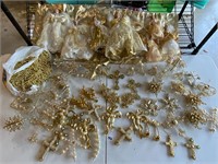 Angels Crosses Beads Gold Star Tree Topper+