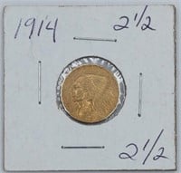 1914 United States $2 1/2 Indian Head Gold Coin