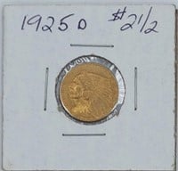 1925 D United States $2 1/2 Indian Head Gold Coin