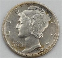1921 D Mercury Silver Dime