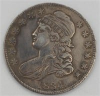 1834 Capped Bust Lettered Edge Silver Half Dollar