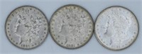 (3) 1881-O, S, & P Morgan Silver Dollars