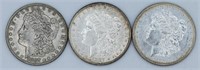 (3) 1887 S, O, & P Morgan Silver Dollar
